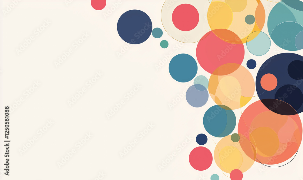 Poster colorful abstract circles on a light background create a playful and vibrant design ideal for variou