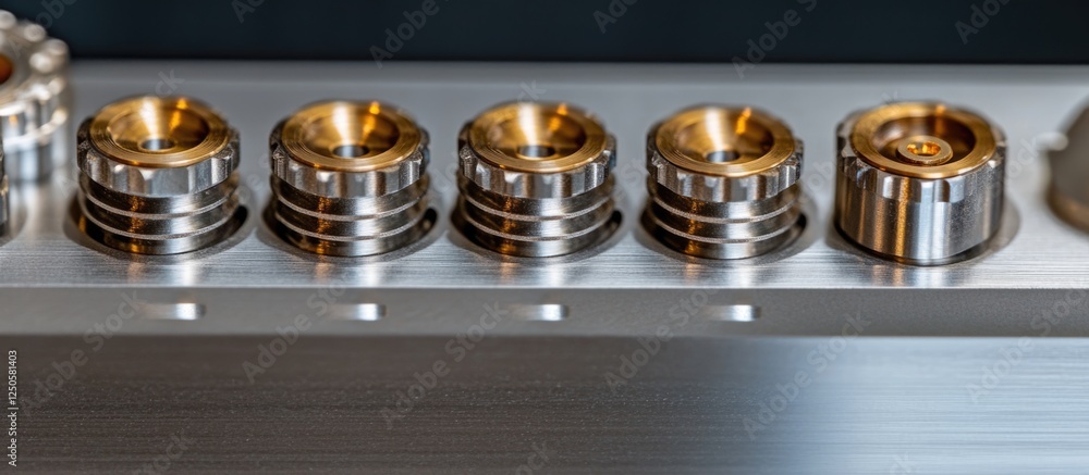 Aufkleber macro view of metallic gears with interlocking components in precision engineering showcasing intric