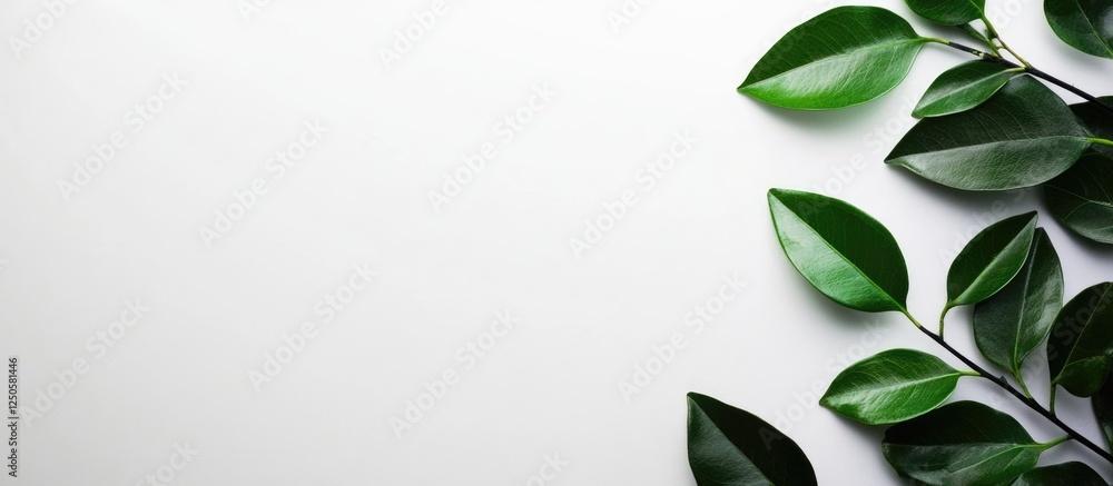 Aufkleber minimalist botanical background with green leaves and blank space for text or graphics