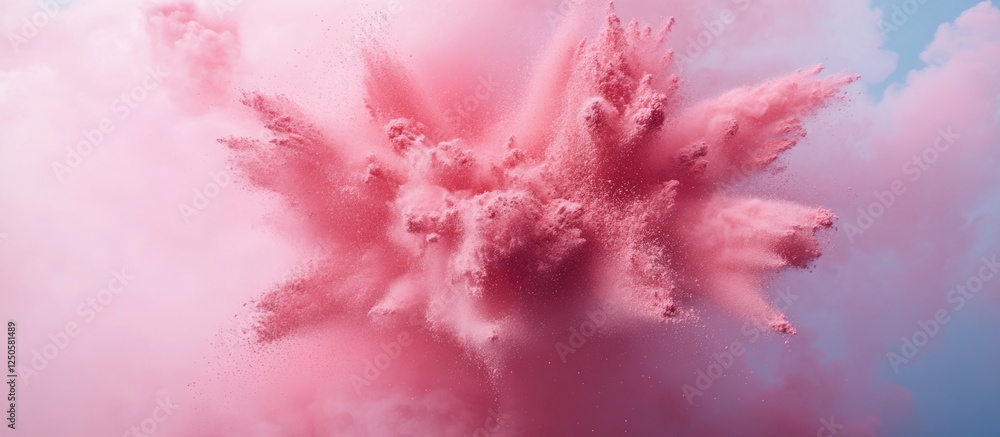 Aufkleber vibrant pink powder explosion creating a dynamic visual impact with generous empty space for customi