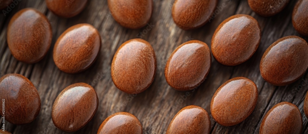 Poster melinjo seed texture background displaying glossy gnetum gnemon seeds on rustic wooden surface for c
