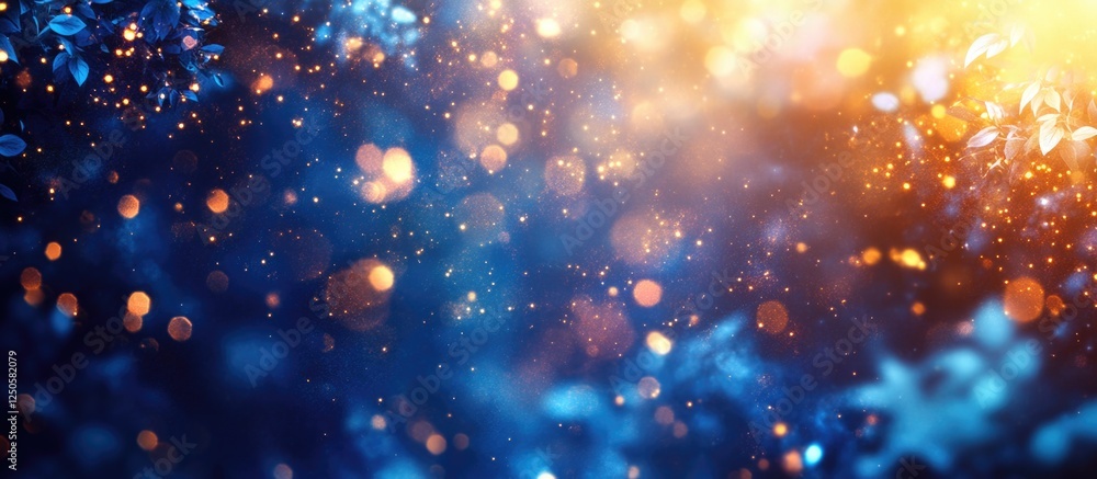 Poster vibrant abstract background with glowing bokeh lights creating a mystical atmosphere in shades of bl