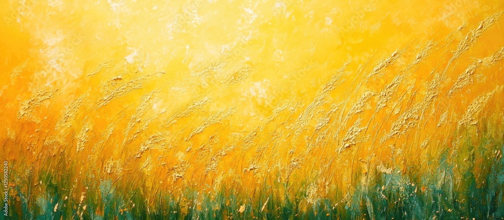 Poster vibrant summer nature abstract with golden grass illuminated by sunlight creating a warm and serene 