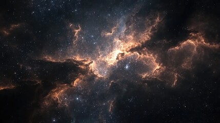 Metallic Deep Space Nebula Textured Cosmic Canvas with Expansive Stars and Dramatic Light Effects in a Celestial Background