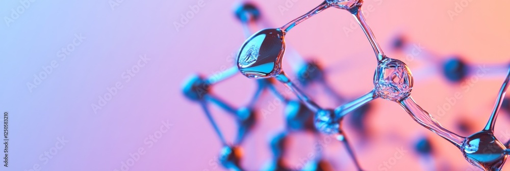 Poster Sleek Molecular Network Visualization Reflective Glass Nodes and Connections - Advanced Tech Content for Business Innovation and Data Efficiency Marketing
