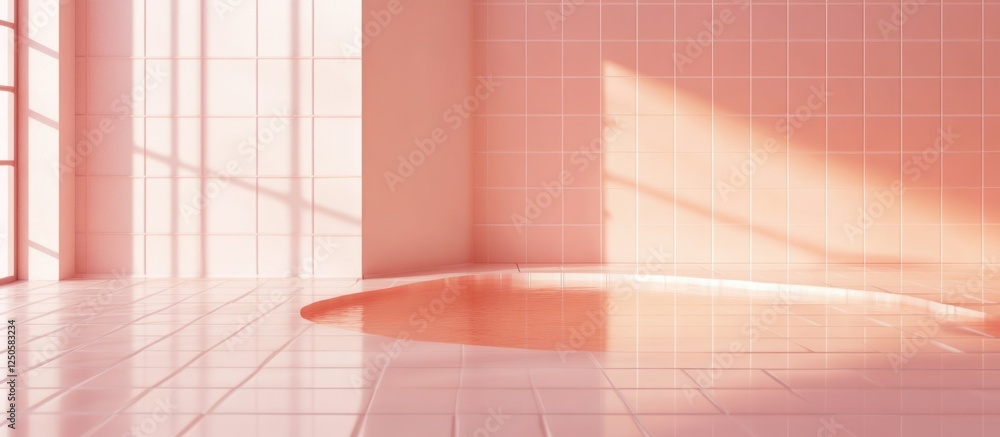 Poster contemporary minimalist abstract space featuring pastel reflections and soft shadows ideal for showc