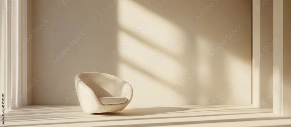 Aufkleber minimalist interior design with white chair and soft color palette ideal for text placement in empty