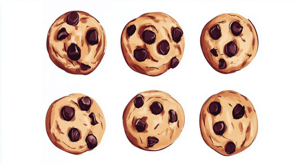 Obraz premium Chocolate chip cookies isolated on white background