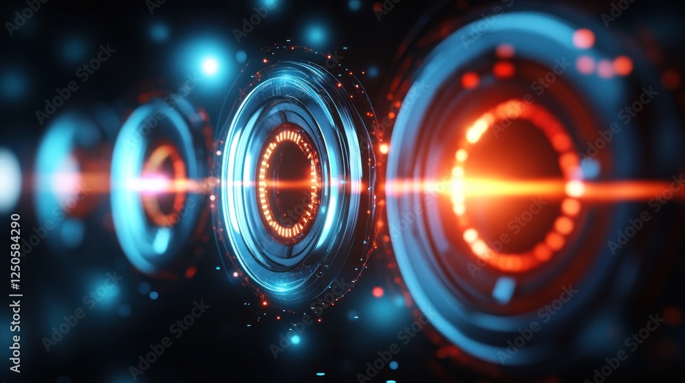 Poster abstract futuristic technology background with glowing circular elements