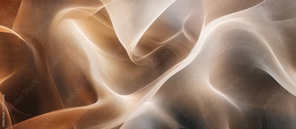 Poster soft flowing fabric texture with warm earthy tones and gentle curves creating an abstract natural ba
