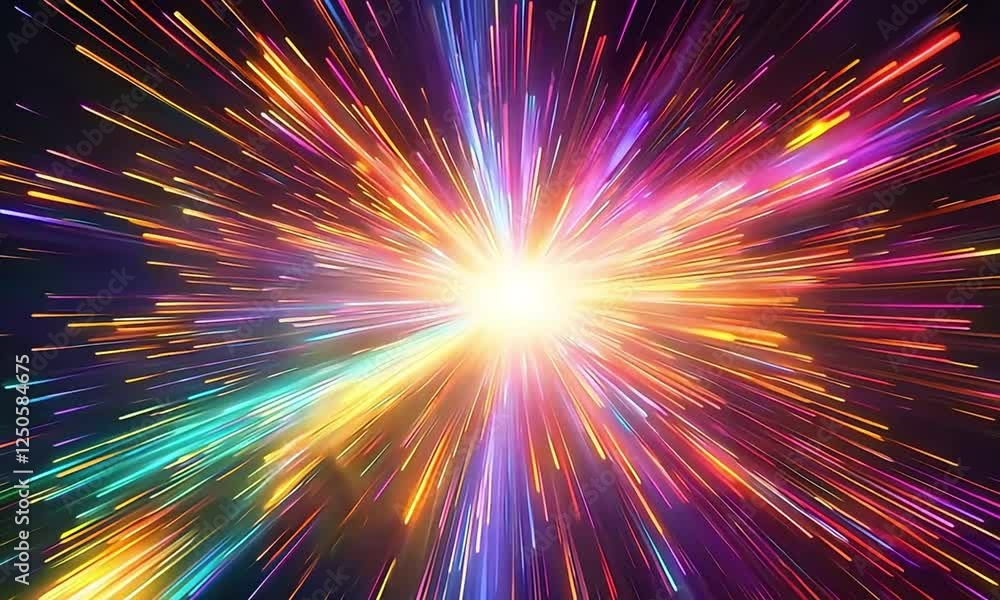 Poster abstract colorful light streaks exploding from center