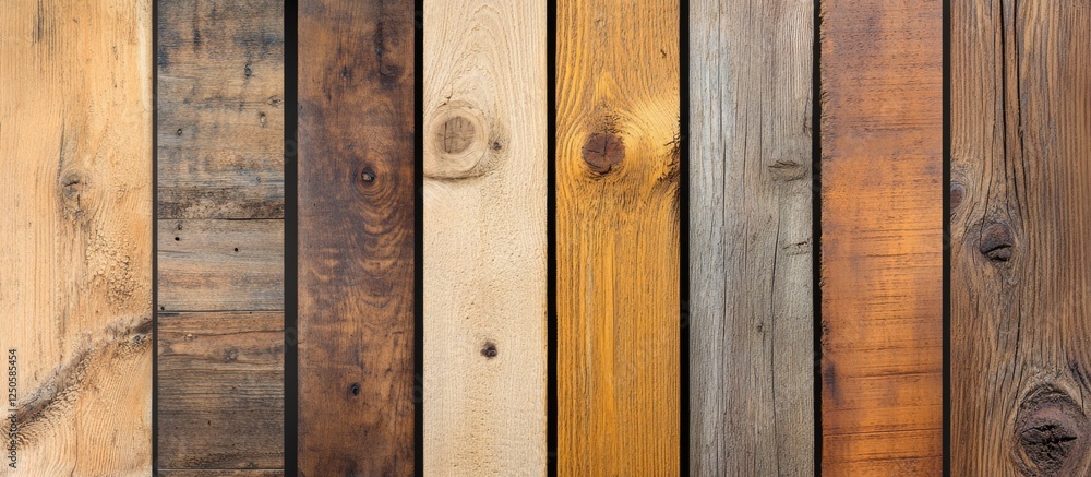 Aufkleber natural wooden planks texture displaying various shades and patterns of aged wood for design and bac