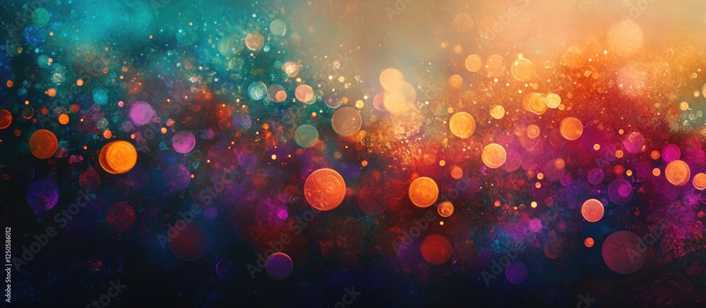 Poster vibrant multi-colored bokeh light effect background for creative design and art projects