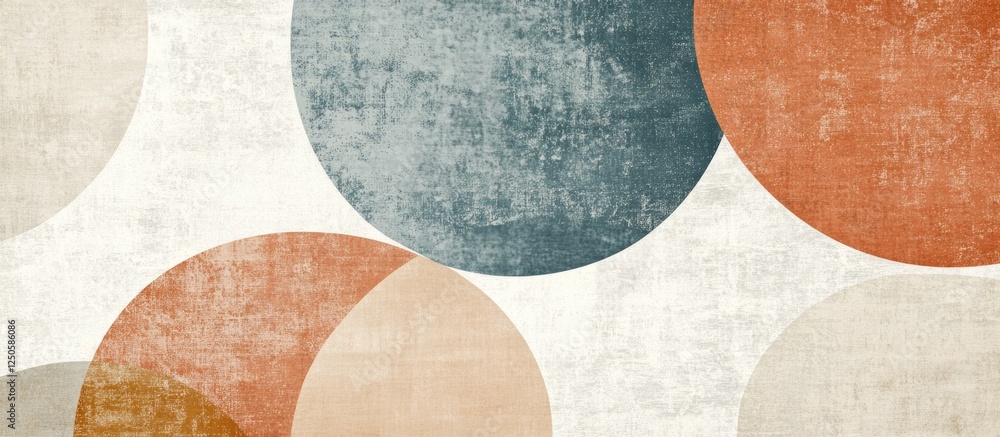 Poster vintage textured background with abstract circles in earthy tones for creative design space and pers