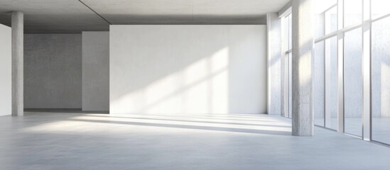 Modern Minimalist Loft Interior with Bright Natural Light and Expansive Walls for Custom Text Placement