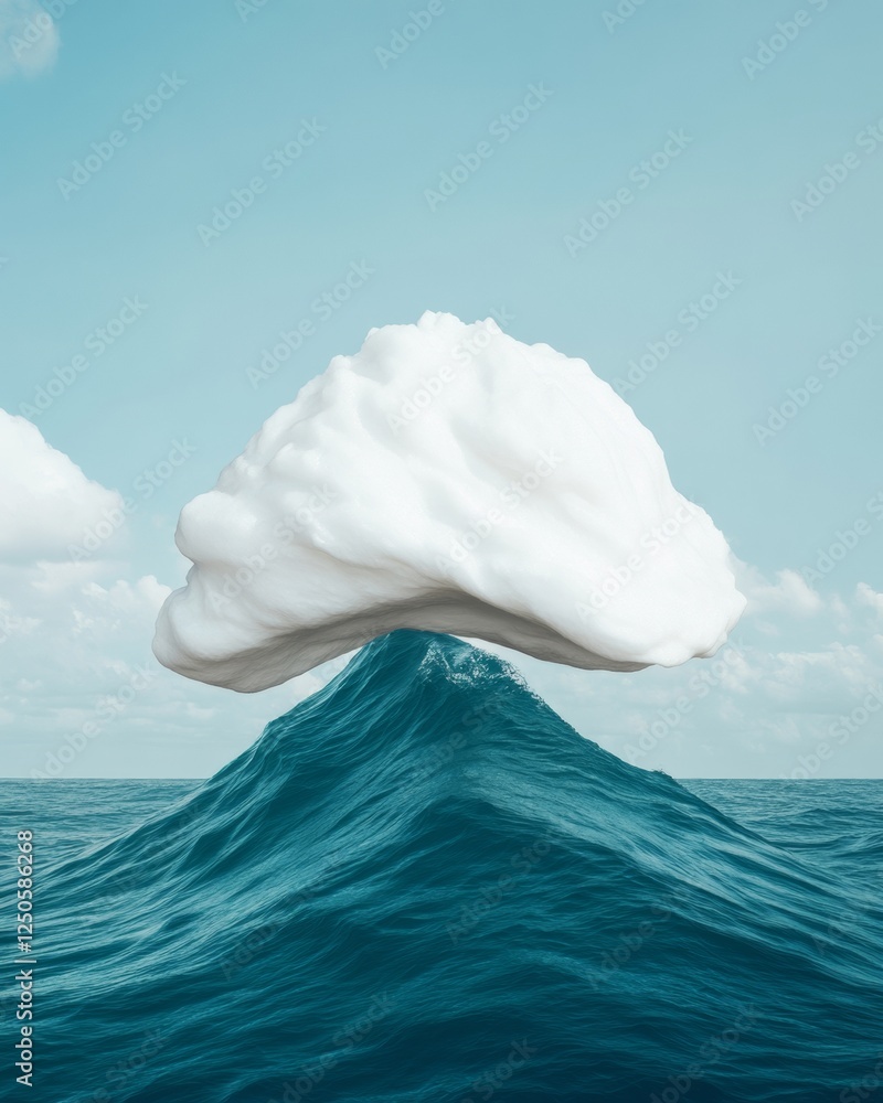 Poster abstract ocean wave with surreal cloud form dynamic water movement for adventure sports promotion an