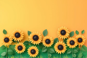 Vibrant sunflower field artistic background digital illustration colorful environment close-up view nature concept