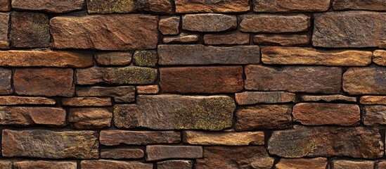 Brown stone wall texture with medieval bricks creating a rustic and historical ambiance perfect for architectural and design projects.