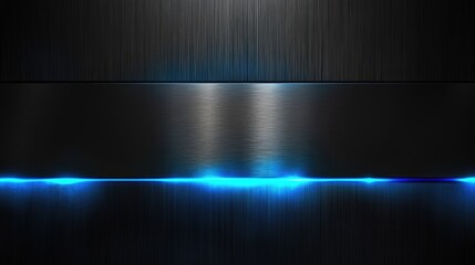 Naklejka premium Metallic Surface with Elegant Blue Light Strip Creating Modern Industrial Aesthetic