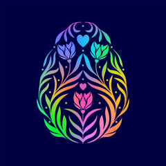 Floral  Easter Egg with gradient colors
