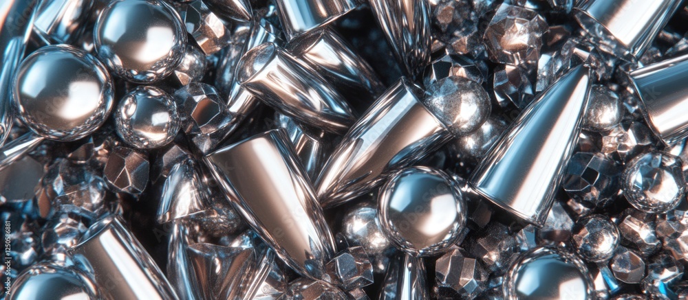 Poster metallic nails and fasteners creating a textured, shiny surface in a full frame background ideal for