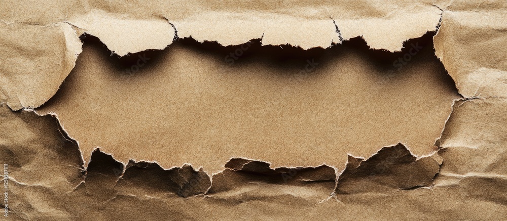 Poster torn brown paper background with no excuses text concept and blank area for customizable messages or