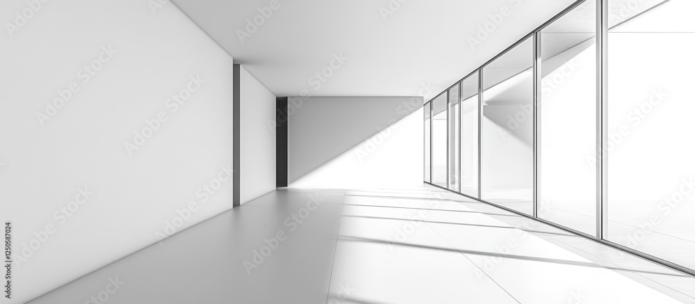 Aufkleber minimalist architecture with angled perspective featuring expansive white space and natural light fo