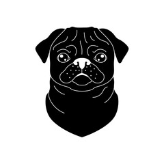 Black silhouette of a pug