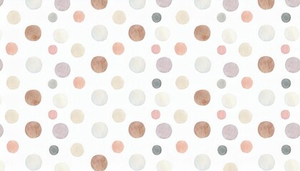 pastel watercolor circles on white background, soft polka dot pattern for interior design, textile or stationery use