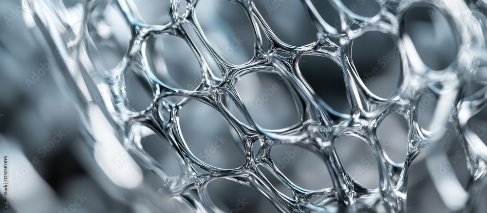 Poster intricate close-up of metallic mesh texture showcasing shiny surfaces and geometric patterns for ind