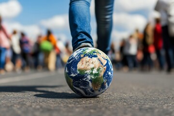 Urban Eco Activism Handcrafted Protest Signs with Earth Imagery at Climate Rally - Editorial Content for Environmental Awareness and Modern Advocacy Strategies