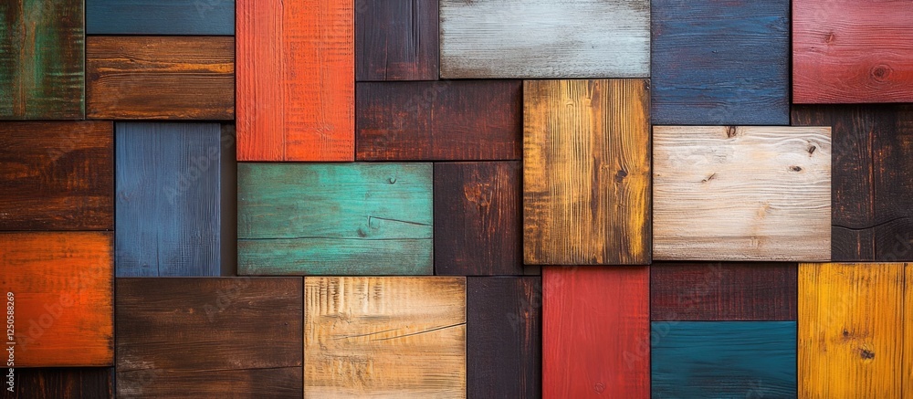 Aufkleber colorful wooden panels arranged in a geometric pattern ideal for backgrounds and design projects sho