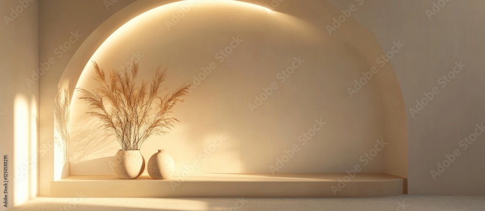 Aufkleber minimalist interior with soft lighting natural elements and neutral colors creating an inviting and 