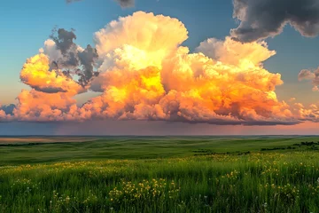  Sunset prairie landscape with dramatic cloudscape © hit.std