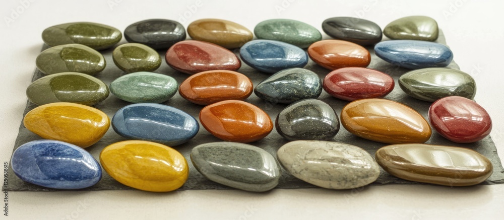 Aufkleber multi colored pebbles arranged in a textured pattern for a spa concept background showcasing relaxat