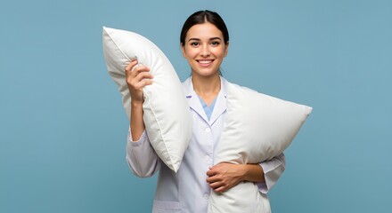 Doctor Holding Soft Pillows for Comfortable Sleep