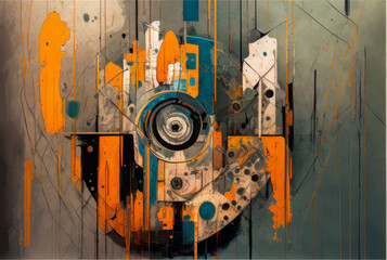 Colorful Topaz Abstract Art Featuring Geometric Shapes and Textures