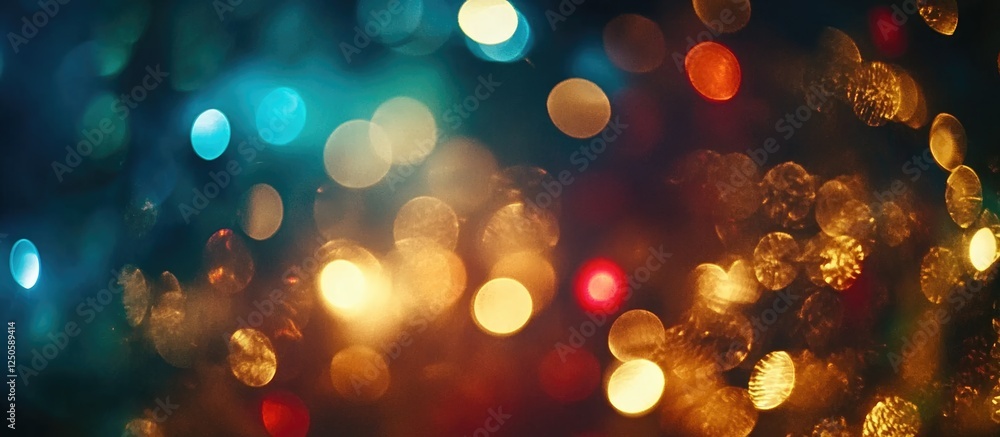 Poster multicolored bokeh lights in a soft focus creating a festive atmosphere for new year celebrations an
