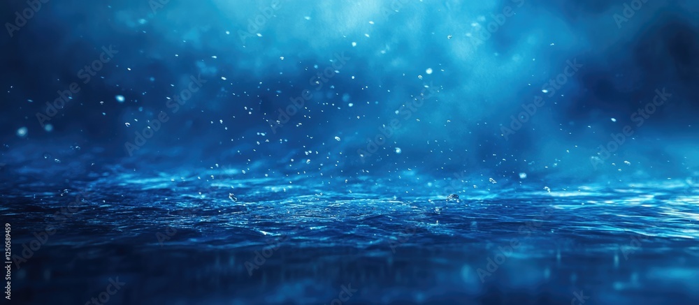 Aufkleber abstract macro photography of oil drops on water surface creating a dreamy blue background with soft