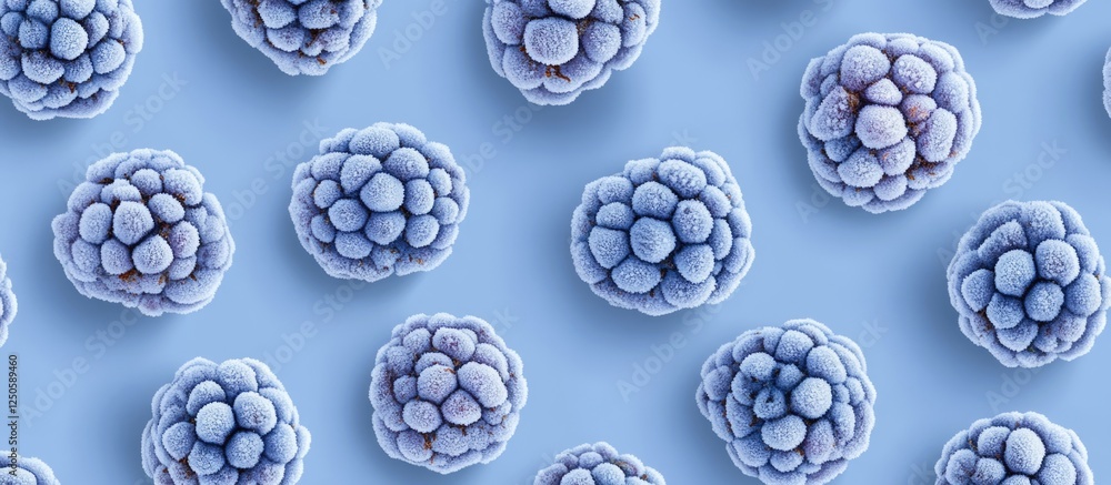 Aufkleber frozen blueberries arranged in a blue frosted pattern creating a visually appealing background for f