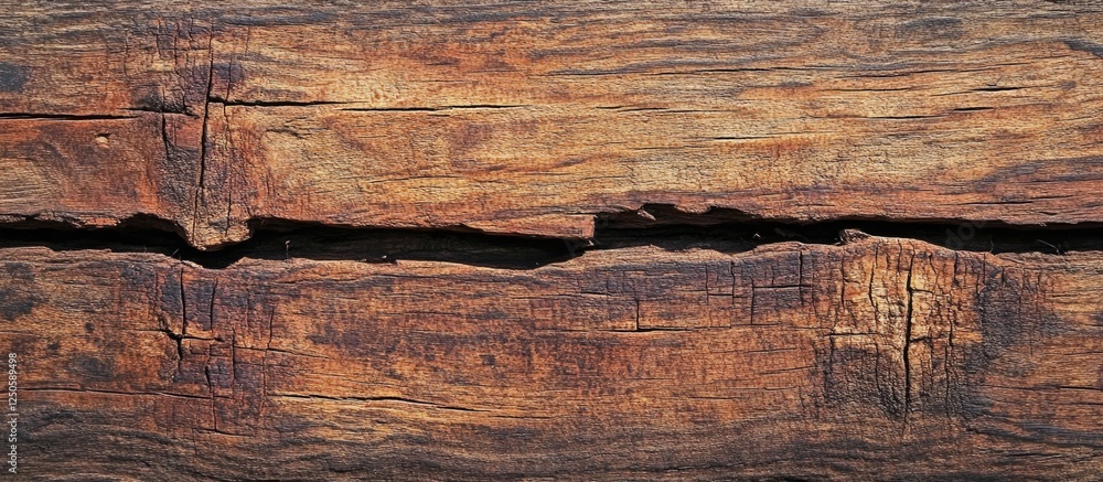 Poster weathered brown wooden plank with deep scratches and vertical lines showcasing a rough textured surf
