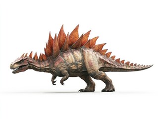 Obraz premium Majestic Stegosaurus Roaming Through a Lush Prehistoric Landscape Under a Vibrant Sky