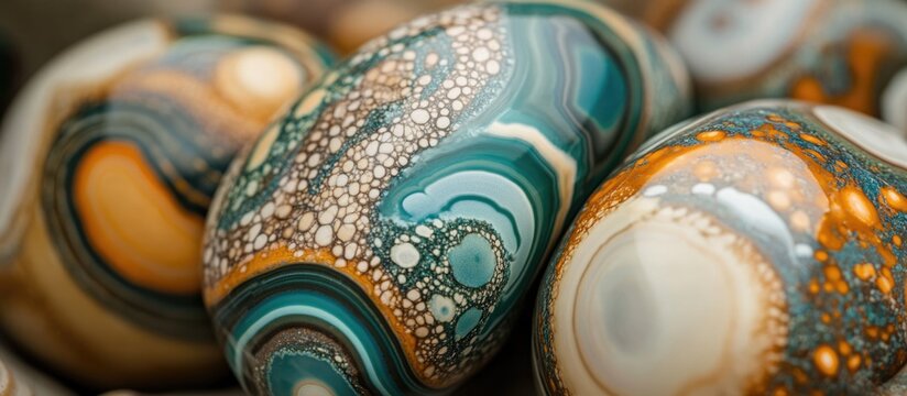 Colorful ocean jasper stones from Indonesia showcasing unique patterns and textures, reminiscent of Madagascar's ocean jasper variety.
