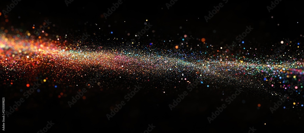 Poster colorful particles and dust explosion creating a stunning visual effect on a black background for ar