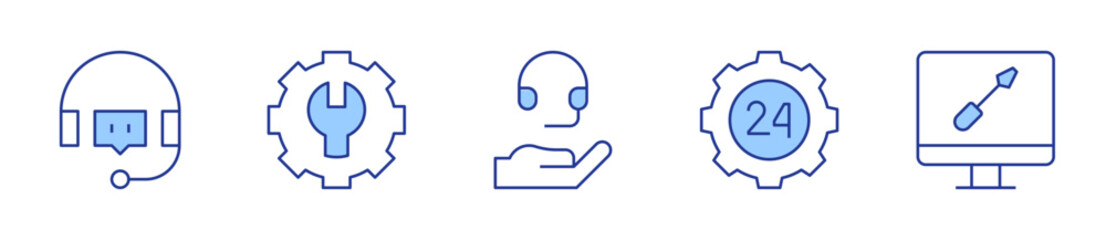 headset, settings, support. Support Icon vector illustration. Line Duotone style. Editable stroke