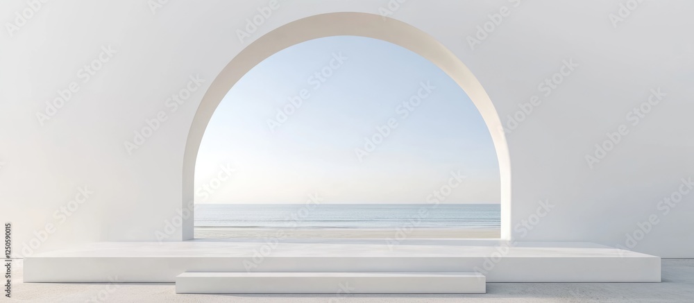 Poster minimalist architectural arch design showcasing empty space ideal for text placement in a serene coa