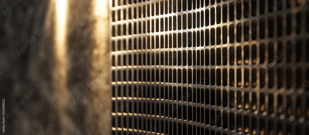 Poster metal grid wall tiles showcasing intricate textures and patterns in a modern architectural design co