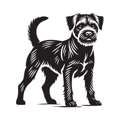 Detailed Border Terrier silhouette featuring the breed’s signature look - Border Terrier illustration - minimal Border Terrier vector - dog silhouette
