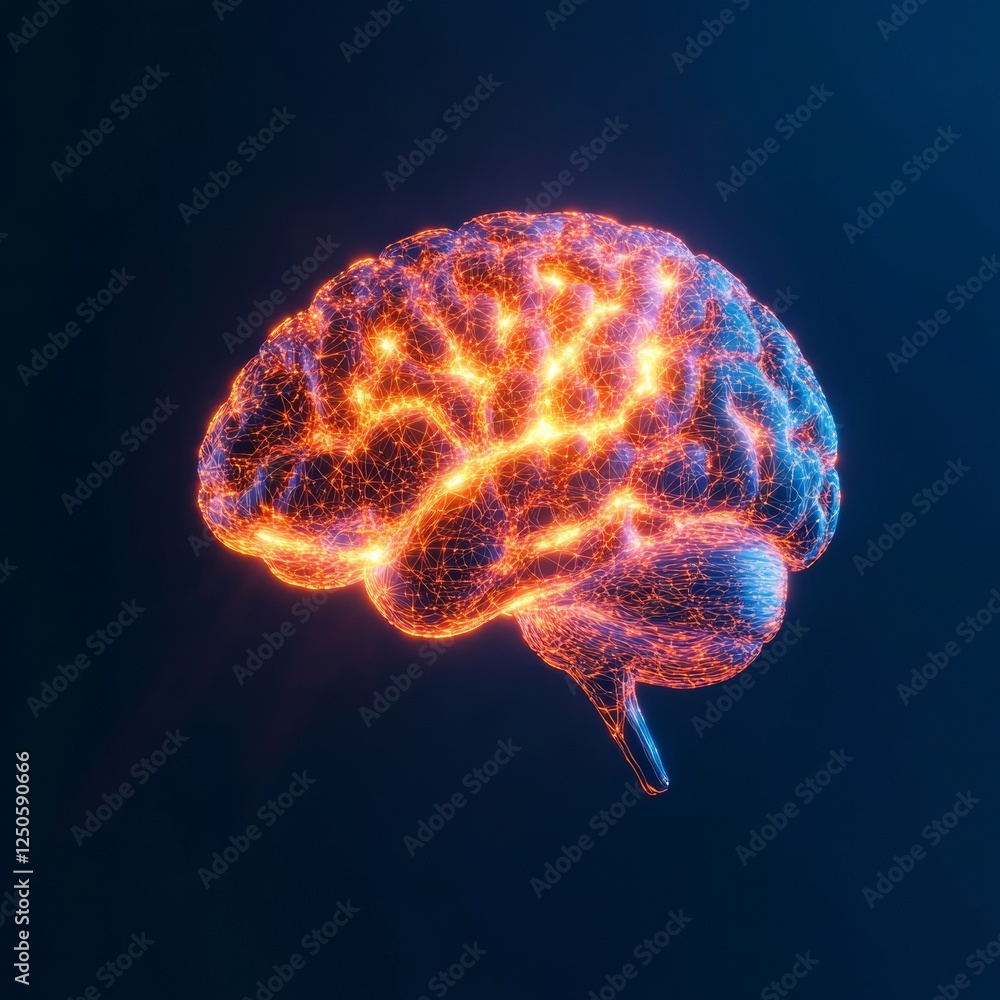 Aufkleber ai-infused virtual classroom glowing digital brain network on blue for e-learning and tech innovatio