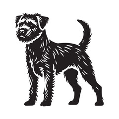 Well-balanced Border Terrier silhouette with proportionate design - Border Terrier illustration - minimal Border Terrier vector - dog silhouette
